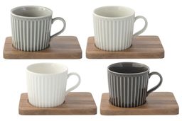 Набор чашек Время отдыха, серая, свентло-серая, темно-серая, белая, 0,11 л, 4 шт