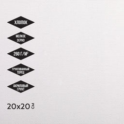 Холст грунтованный на подрамнике Аква-колор Изостудия IZO-CGP-2020 100% хлопок 20 х 20 см 260 г/кв.м мелкозернистый