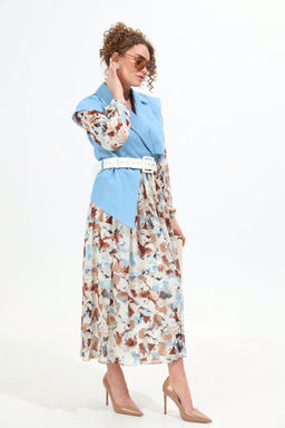 Платье NIKVA н904-4 голубой+акварель  фото 4