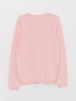 Bisiklet Yaka Desenli Uzun Kollu K?z ?ocuk Triko Kazak - Waikiki фото 2