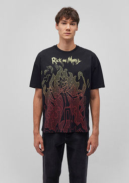 Rick and Morty Bask?l? Siyah Tisort - Mavi фото 4