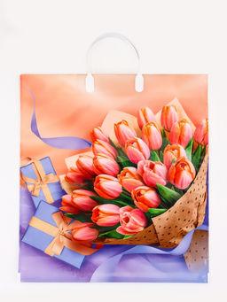 Цена за 10 шт. Пакет подарочный Белиссимо, полиэтиленовый с пластиковой ручкой, 40?44, 100 мкм