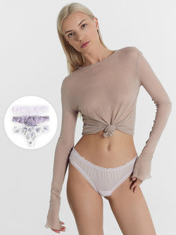 Трусы женские бразилиана мультипак (3 шт.) сиреневые с розами