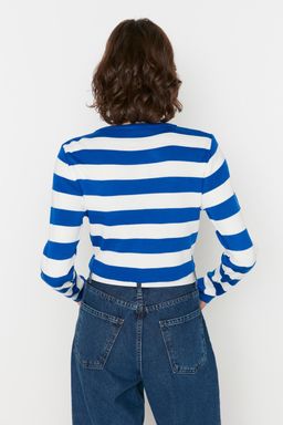 Bordo Crop Basic Cizgili Triko Kazak TWOAW23KZ00034 - Trendyolmilla фото 13