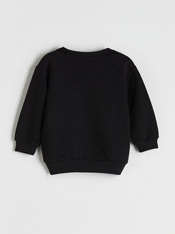 Bisiklet Yaka Bask?l? Erkek ?ocuk Sweatshirt