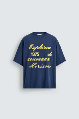 CAMISETA  BORDADO ESTAMPADO COMBINADOS / Marino
