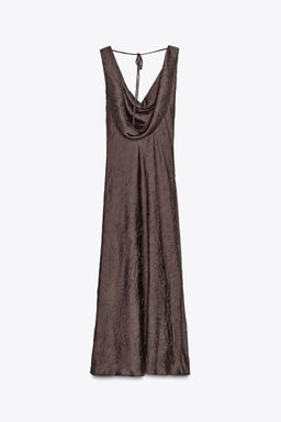 CRINKLE-EFFECT SATIN MIDI DRESS - Zara фото 6