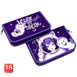 Цена за 1 шт. Пенал-книжка с наполнением ErichKrause 135x205x30мм Space Anime