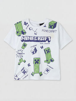 Bisiklet Yaka Minecraft Bask?l? Erkek ?ocuk Ti??rt