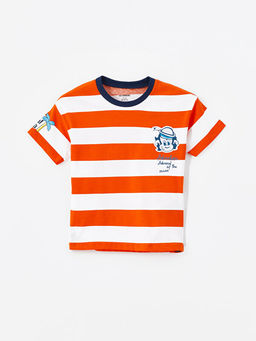 Bisiklet Yaka K?sa Kollu Nostaljik Maymun Bask?l? Erkek Bebek Ti??rt