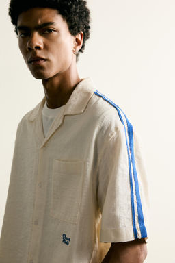 CAMISA BANDAS BORDADO CONTRASTE / Blanco roto - Zara фото 5