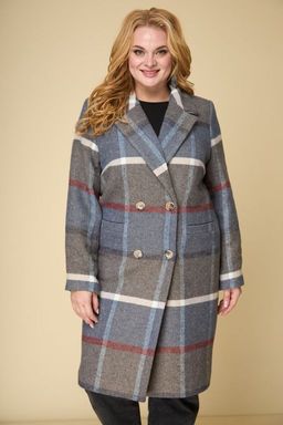 Пальто БелЭльСтиль 855 клетка синяя фото 5