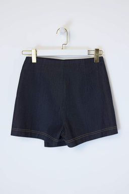 Koyu Mavi Aksesuar Detayl? Ekstra Esnek Denim Sort Etek TWOSS26SR00003 - Trendyolmilla фото 7