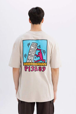 Футболка с короткими рукавами и круглым вырезом Keith Haring Comfort Fit - Defacto фото 7