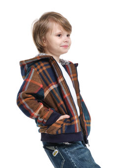Толстовка на молнии для мальчика одежда детская 22-7857 клетка кирпич - Mini maxi фото 3