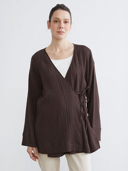 Kruvaze Yaka Dokulu Kad?n M?slin Kimono