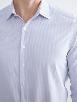 Slim Fit Uzun Kollu ?izgili Poplin Erkek G?mlek