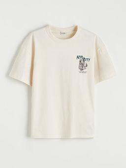 Erkek ?ocuk Bisiklet Yaka Bask?l? Ti??rt