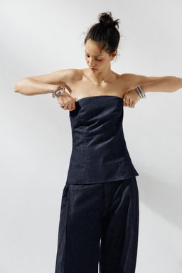 TRF DENIM BANDEAU TOP - Zara фото 5