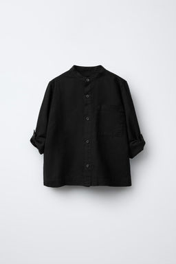 LINEN SHIRT WITH STAND COLLAR - Zara фото 7