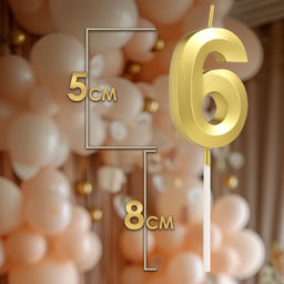 Цена за 2 шт. Свеча в торт на шпажке «Цифра 6», золотая, 5 см