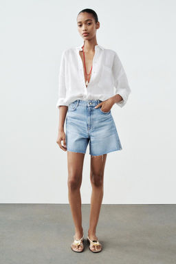 Z1975 HIGH-WAIST SHORTS WITH VENTS AT THE HEM - Zara фото 9