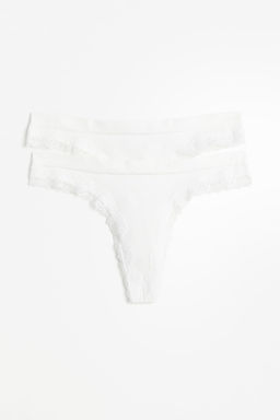 Pack 2 bragas Thong con ribete de encaje Seamless - H&m фото 5