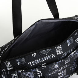 Сумка спорт L-б/н Буквы, 45*21*24, отд на молн, отд д/обуви, 2 н/кармана, дл ремень, черный - Simaland фото 5