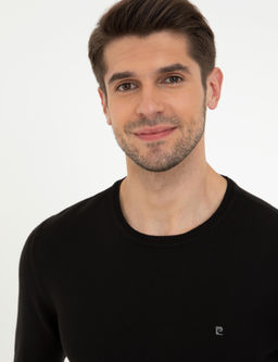 Siyah Slim Fit Bisiklet Yaka Basic Triko Kazak - Pierre cardin фото 2