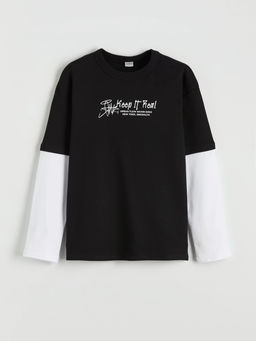 Bisiklet Yaka Bask?l? Erkek ?ocuk Ti??rt