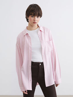 ?izgili Oversize Keten Kar???ml? Kad?n G?mlek