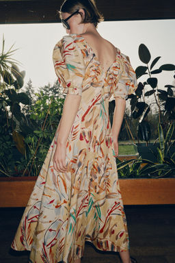 VESTIDO MIDI ESTAMPADO MANGA ABULLONADA / Multicolor - Zara фото 3