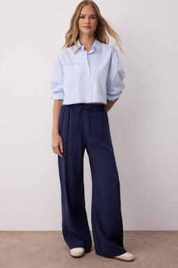 Indigo Modal Kumas Beli Lastikli Wide Leg/Genis Paca Pantolon TWOSS25PL00130