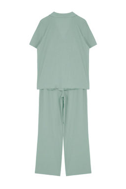 Trendyolmilla Mint %100 Pamuklu Dokuma Pijama Tak?m? THMSS24PT00401 фото 7