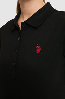 Kad_n Siyah Polo Yaka Basic Ti__rt