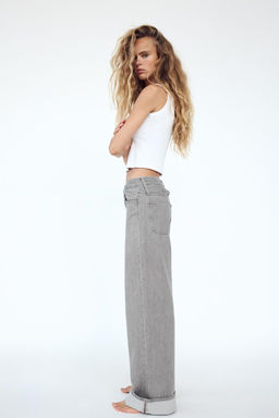 TRF WIDE-LEG HIGH-WAIST JEANS WITH TAB DETAIL - Zara фото 3