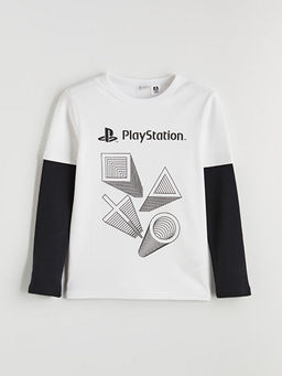 Bisiklet Yaka PlayStation Bask?l? Erkek ?ocuk Ti??rt