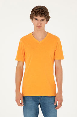 Мужская оранжевая базовая футболка
