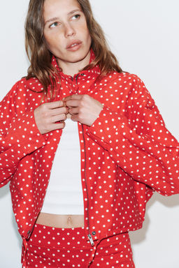 CHAQUETA ABULLONADA LUNARES / Rojo / Blanco - Zara фото 3