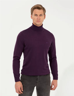 Mor Slim Fit Bal_k__ Yaka Basic Triko Kazak
