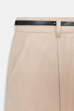 PANTAL?N RECTO CINTUR?N / Beige