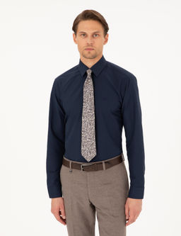 Lacivert Regular Fit Uzun Kollu Basic G_mlek