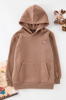 Mor Unisex Bask?l? Pamuklu Kapusonlu Orme Mini Me Sweatshirt TKDAW25SW00077 - Trendyolmilla фото 3