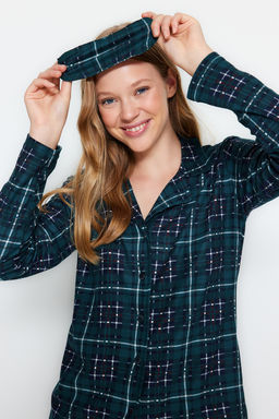 Trendyolmilla K?rm?z? Ekoseli Yumusak Hissiyatl? F?rcal? Kumas Uyku Bantl? Orme Pijama Tak?m? THMAW24PT00100 фото 14