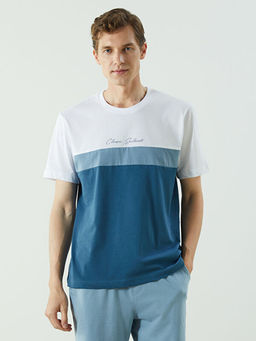 Bisiklet Yaka K?sa Kollu Renk Bloklu Erkek Ti??rt