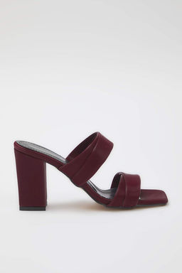 Trendyolmilla Shoes Bordo Cift Bantl? Kad?n Blok Topuklu Terlik TAKSS25TO00102  фото 6