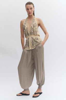 TOP HALTER BORDADOS ZW COLLECTION LIMITED EDITION / Beige