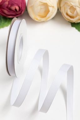 Лента репсовая 1 см*20 ярд 1 сорт (белый №01) SF-1346 - Больше подарков фото 2