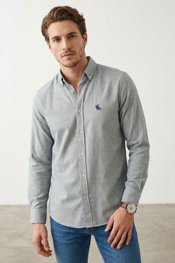 Haki Regular Fit Nak?s Detayl? Smart Gomlek TMNAW25GO00036