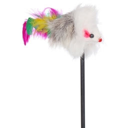 Цена за 6 шт. Игрушка - дразнилка на палочке "ЦапЦап", мышка, цвет микс, 48см ( пакет с подвесом)